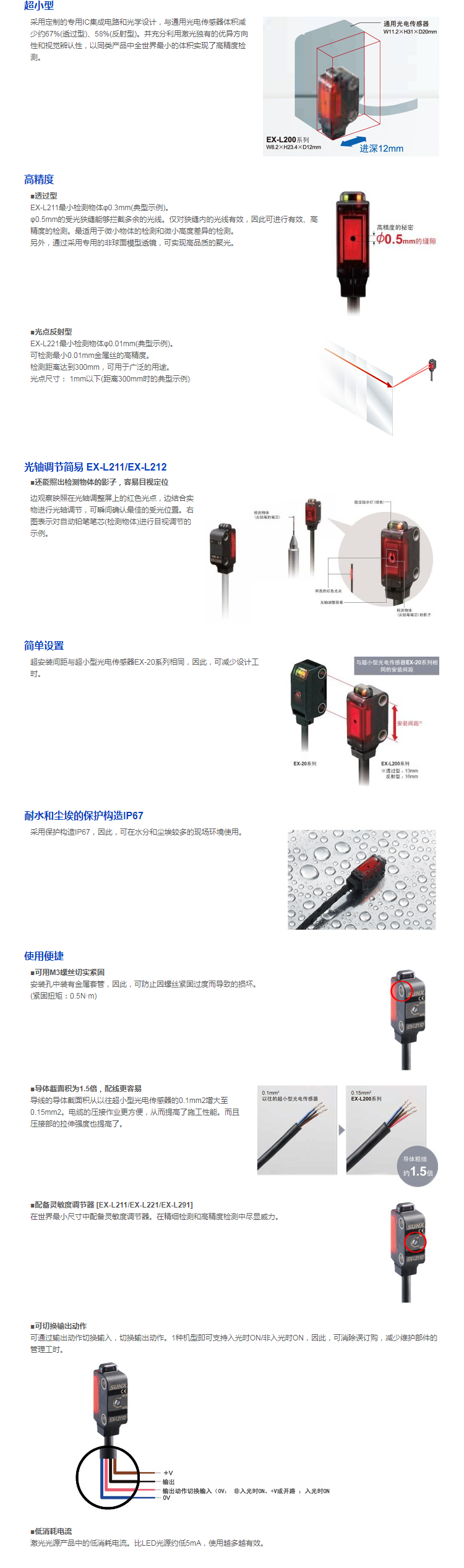 放大器内置・超小型激光传感器